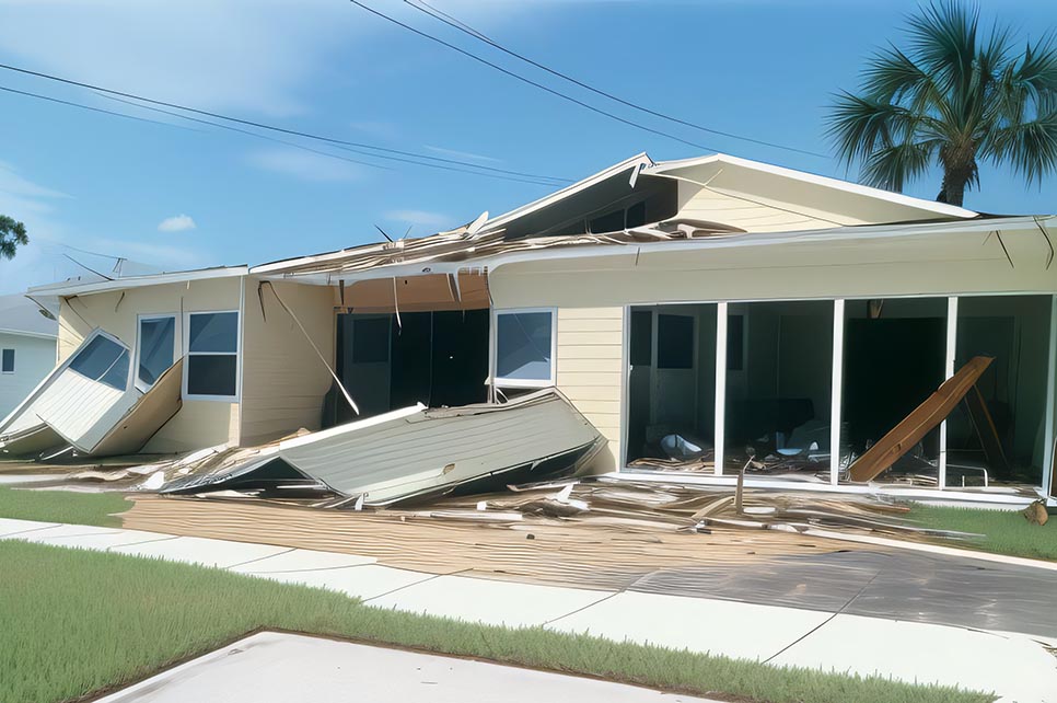 Casa dañada por tormenta
